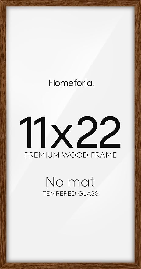 Homeforia 11x22 Brown Oak Newspaper Picture Frame, High-End Wood, Glass