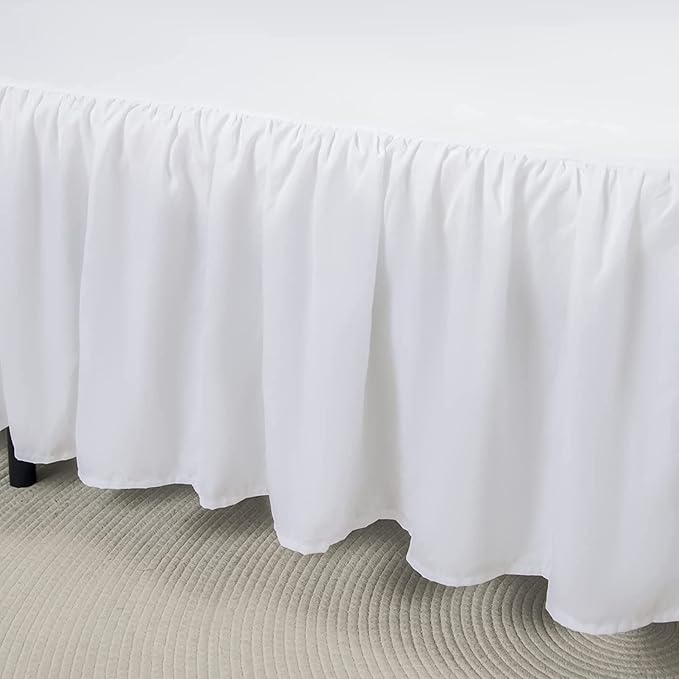 Bed Skirt Twin Size Ruffled Bed Skirt with Split Corners | 18 Inch Drop Dust Ruffle Bed Skirt with Platform, White