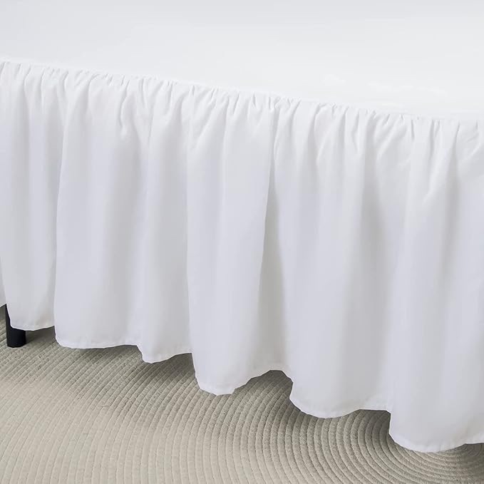 Bed Skirt Queen Size Ruffled Bed Skirt with Split Corners | 18 Inch Drop Dust Ruffle Bed Skirt with Platform, White