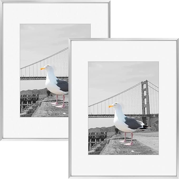 Frametory 16x20 Silver Aluminum Metal Picture Frame Mat for 11x14 Glass