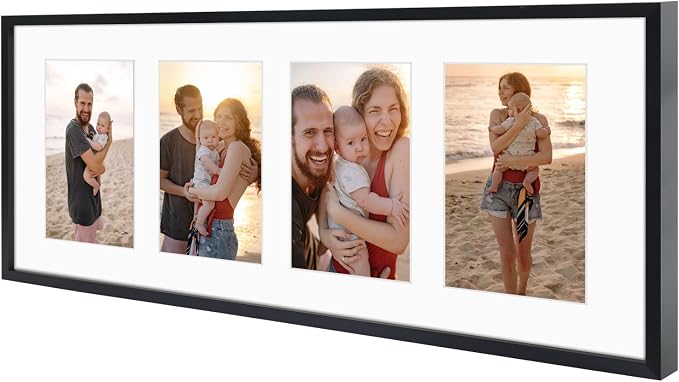 Golden State Art 8x20 Collage Frame w/Mat for 4 4x6 Photos Black 2 Pack