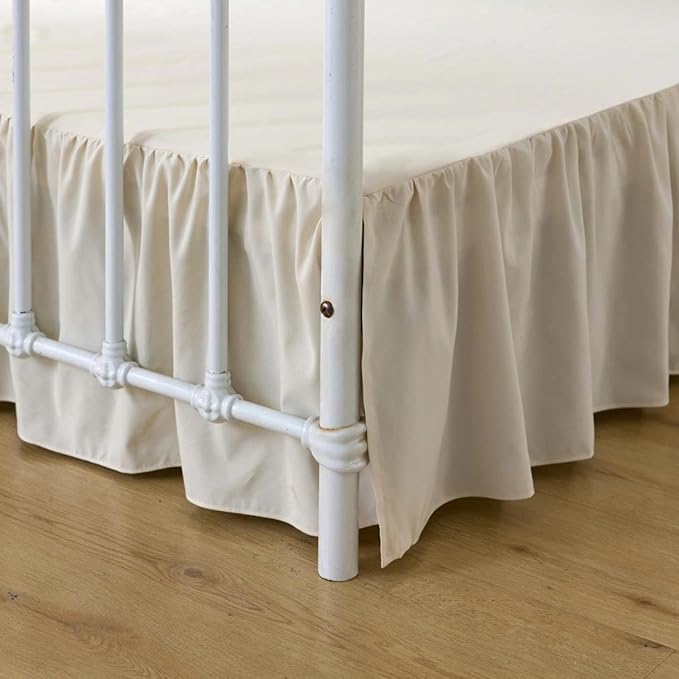 Bed Skirt Full Size Ruffled Bed Skirts with Split Corners | 14 Inch Drop Dust Ruffle Bed Skirt with Platform, Cream, 14" Full