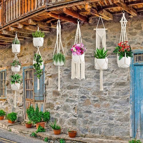 SFENNGPET Macrame Plant Hangers, 6Pack Hanging Planters for Indoor Plants