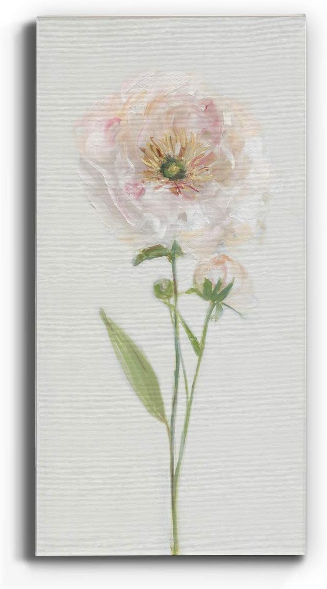 Renditions Gallery Canvas Floral Wall Art Modern Decorations Paintings Single Stem Peony Glam Romantic Artwork Canvas Wall Hanging for Bedroom Office Kitchen Prints - 12"x24" LT43