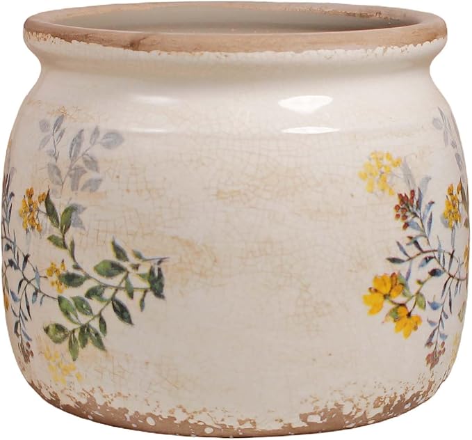 Xiaan Jiaju Ceramic Pots for Plants, Cottage Rustic Clay Flower Pots & Vase | 6.29" Planters With Drainage For Indoor Plants & Cactus, Farmhouse Home & House Decor, Gifts For Mom, Sage Yellow