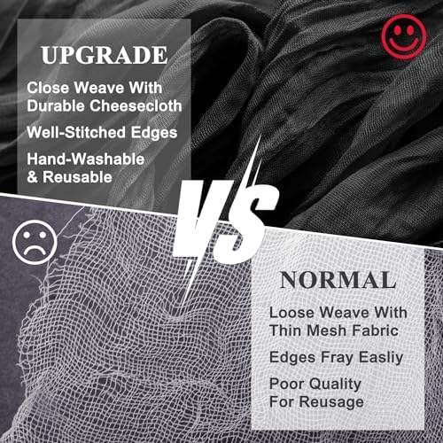 Wokceer Cheesecloth Table Runner Black 10FT Boho Gauze Runner, 6 Pack
