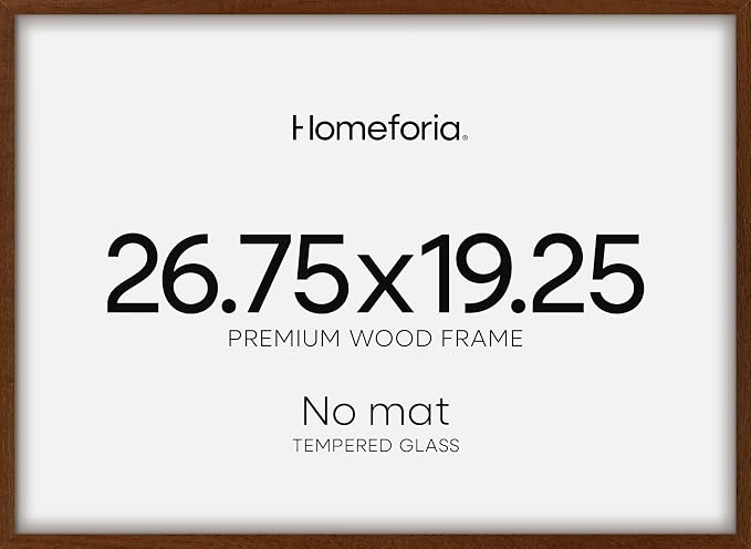 Homeforia 26.75x19.25 Brown Oak Puzzle Picture Frame, High-End Wood, Glass
