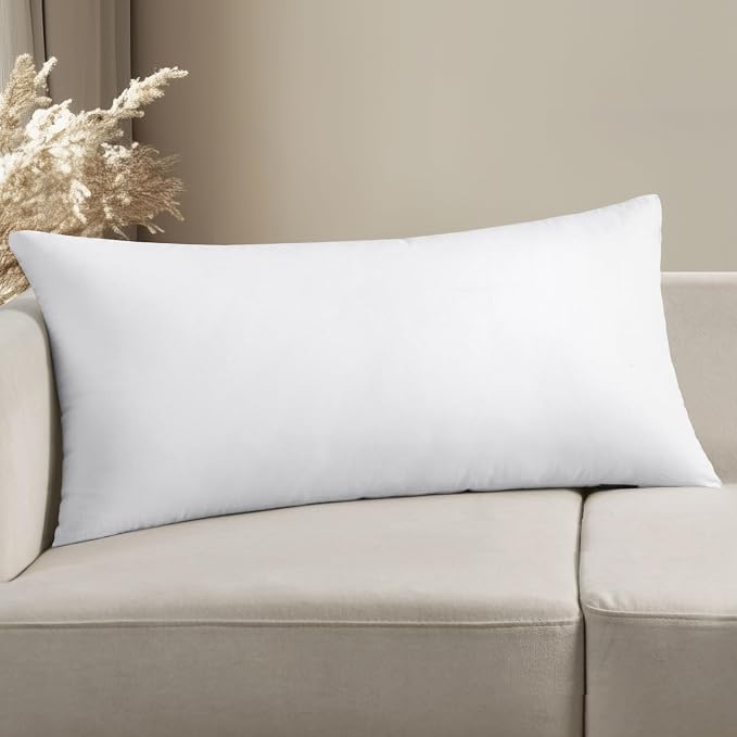 MIULEE 14x26 Inch Premium Lumbar Throw Pillow for Bed Sofa Couch | Virgin Microfiber, 100% Cotton Cover Pillow,Stuffer Form, Decorative Throw Pillow Insert