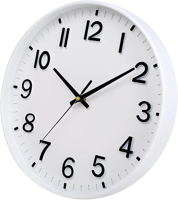 HZDHCLH 12 Inch Silent Wall Clock Battery Operated Non Ticking White | 12 inch Silent Non Ticking Modern Wall Clock for Living Room Bedroom Kitchen Office Decor