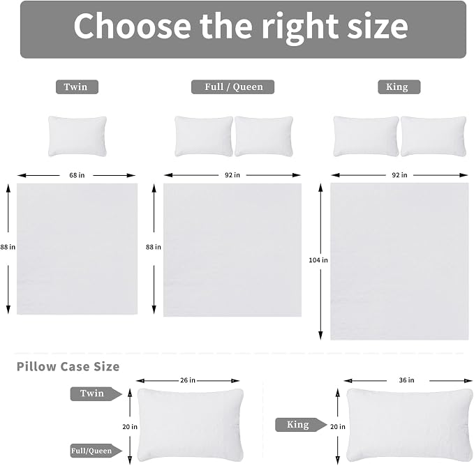 Easy-Going Reversible Quilt Set Full/Queen, Bedspread with 2 Shams | Damask-White/White, Lightweight Bed Comforter, 1 Quilt + 2 Pillow Shams, All-Season Coverlets for Bedroom