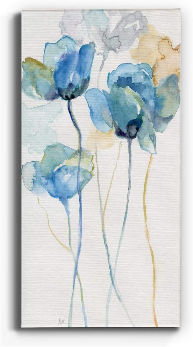 Renditions Gallery Canvas Floral Wall Art Home Paintings & Prints Colorful Stem Wildflowers Modern Glam Botanical Romantic Canvas Decorations for Bedroom Office Kitchen - 12"x24" LT43