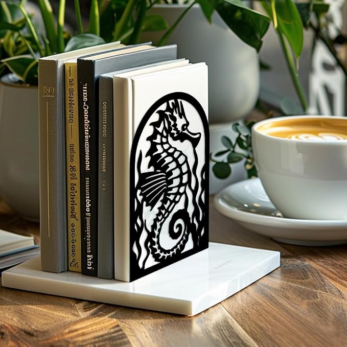 Peacoblue 5.3"x4.3"x7.9" Metal Bookends, Heavy Duty Book Ends for Shelves