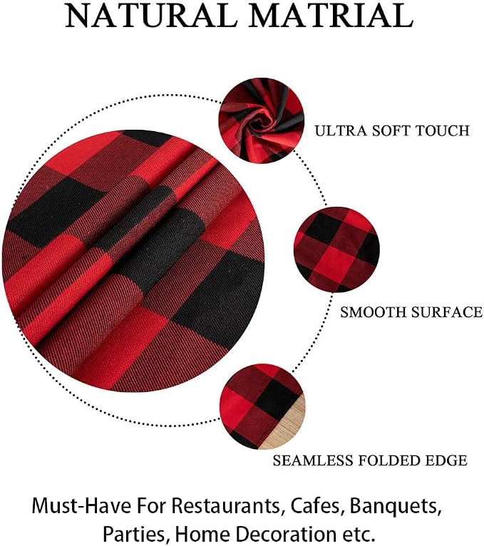 ShinyBeauty Checked Square Tablecloth 54x54-Inch Red and Black Buffalo Plaid Tablecloth Washable Cotton Table Cover Gingham Tablecloth for Dining Room Table Linen Christmas