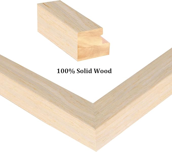 Egofine 6x8 Picture Frames Set of 4, Made of Solid Wood Covered by Plexiglass 4x6 and 5x7 with Mat or 6x8 without Mat, for Table Top Display and Wall Mounting Photo Frame Oak Wood