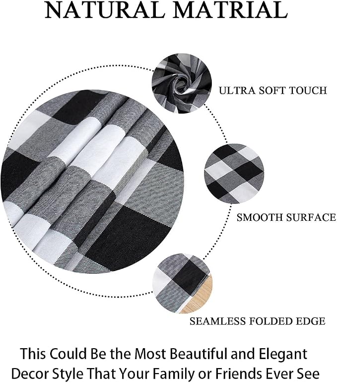 ShinyBeauty 60"x120" Black & White Checkered Tablecloth | Cotton Farmhouse Picnic Cloth | Wrinkle-Resistant & Durable | Perfect for Indoor/Outdoor Dining & Parties