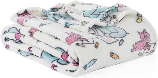 Berkshire Mo Willems® VelvetLoft® Throw Blanket - Super Soft Plush Elephant & Piggie Character Design - Cozy Home Decor, Elephant_Piggie Coloring Dreams, 50 in x 70 in(Official Mo Willems® Product)