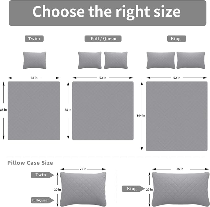 Easy-Going Reversible Quilt Set Queen Plus, Bedspread with 2 Shams | Light Gray/Ivory, Machine Washable Lightweight Microfiber Bed Comforter, 1 Quilt + 2 Pillow Shams, All-Season Coverlets