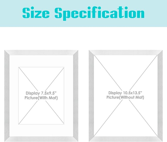 Frametory 11x14 Silver Picture Frame with Real Glass Mat for 8x10
