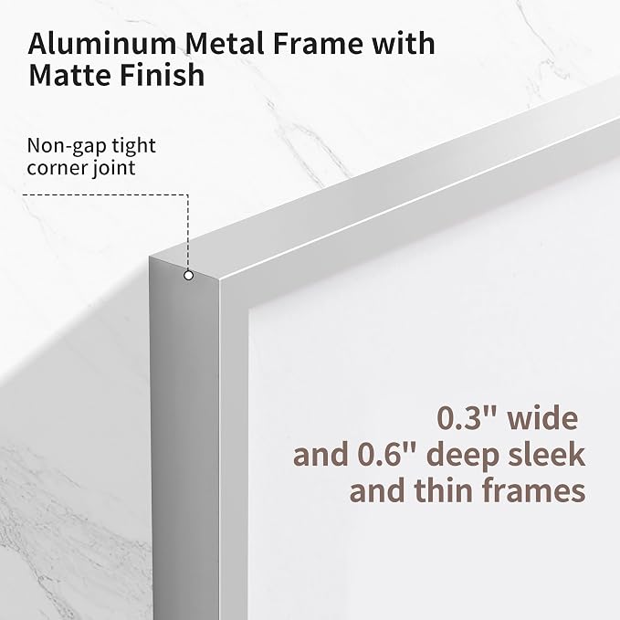 Fun Memories 6x8 Metal Picture Frame - 6 x 8 Aluminum Photo Frames with 5x7 Removable Mat- Ideal for Wall or Tabletop Display - Wall Hook Hanging Hardware Included (Silver, 1 Pack)