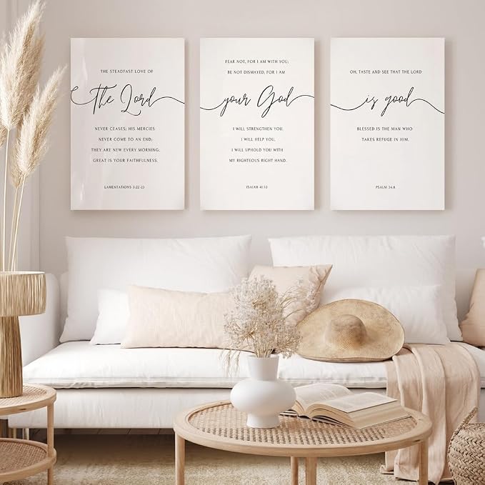 GUBIYU The Lord Your God Is Good Wall Art Black and White Christian Home Decor Framed Bible Verse Quote Wall Decor for Bedroom Farmhouse Rustic Living Room Minimalist Christian Canvas Wall Art 16"x24"