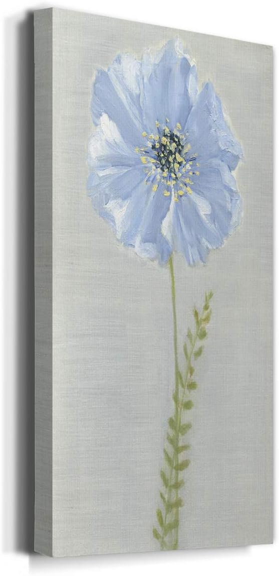 Renditions Gallery Canvas Floral Wall Art Modern Paintings & Prints Decor Premium Jardin Bleu Abstract Glam Romantic Botanical Wall Hanging for Bedroom Office Kitchen - 12"x24" LT43