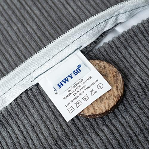 HWY 50 Grey Chenille Throw Pillow Covers 12x20 Inch Buttons Pack of 2