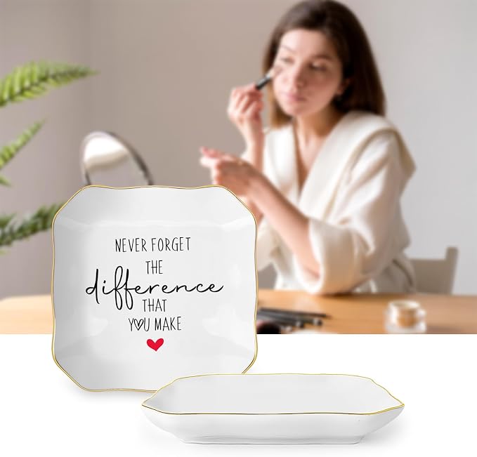 Thank You Gifts for Woman, Ceramic Jewelry Dish Tray, Trinket Dish, Retirement Farewell Going Away Goodbye Teacher Appreciation Gifts for Women Coworker Employee Boss Manager Teacher Nurse