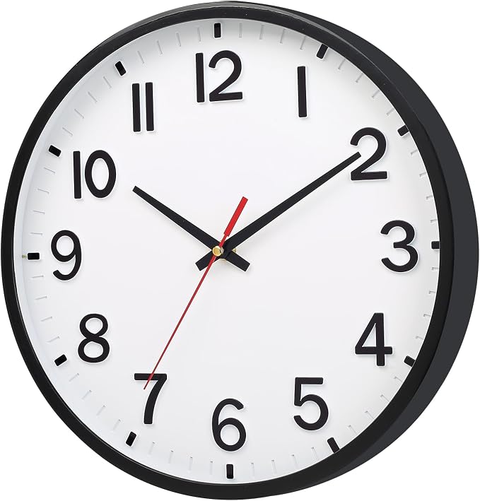 Wall Clocks Battery Operated 10 inch Modern Wall Clock,Silent Non Ticking Wall Clock for Living Room Bedroom Kitchen Office Classroom Decor (White and Black)