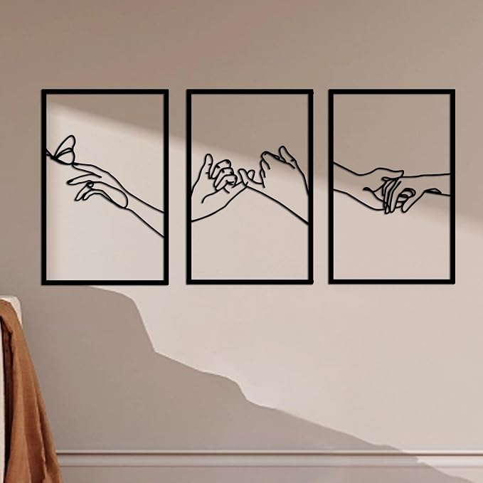 Minimalist Lines Female Body Hand Shape Metal Wall Art Decor,Modern Abstract Line Home Wall Sculptures, Accent Women Hanging Wall Sign for Bedroom Living Room Kitchen Decor | Modern Abstract Line Home Wall Sculptures, Accent Women Hanging Wall Sign for...