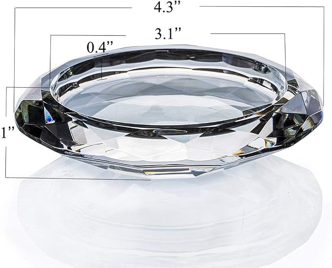 Crystal Candle Holders Pillar Candlestick Decorations for Home Party Dinner Christmas Suitable for Large Cylindrical Candles Hand-Cut 4.3'' X 1'' Clear