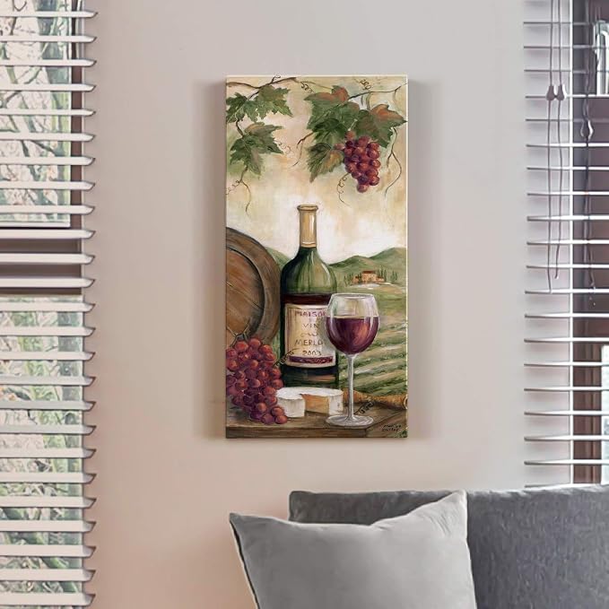 Renditions Gallery Canvas Wall Art Modern Paintings Decorations Country Red Wine Romantic Nature Wall Hanging Vintage Canvas Artwork for Bedroom Office Kitchen Prints - 8"x16" LT43