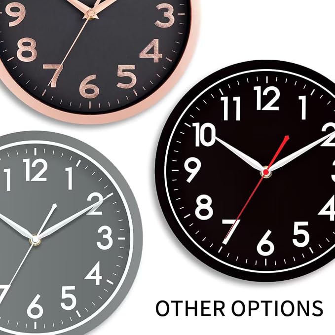 AKCISOT 10 Inch Wall Clock, Silent Battery Operated Analog Clock, White | Classroom | Kitchen | Office | Easy to Read Numbers | Garage