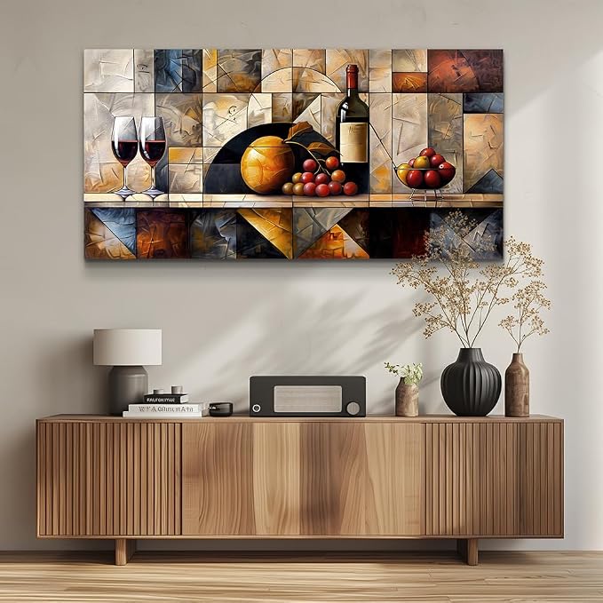 QIYILEXWART Large Wall Decor For Living Room Canvas Wall Art For Kitchen Modern Wall Decorations For Bedroom Wine Glass Landscape Painting Farmhouse Pictures Artwork Room Home Decor 24x48 In