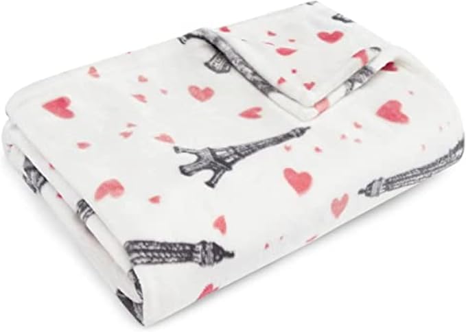 Betsey Johnson - Blanket, Buttery-Soft Throw Blanket for Couch or Bed, Boldly Plush & Oversized Bedding (Paris Love Pink, 50" x 70")
