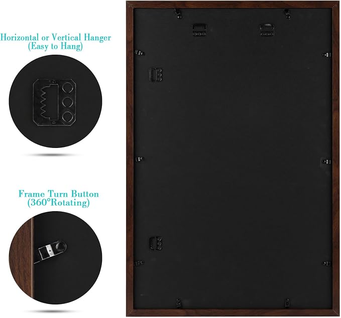 Frametory 2 Pack 16x24 Brown Picture Frame with Real Glass Mat for 12x18
