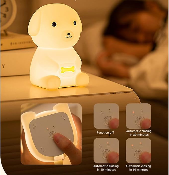 Puppy Night Light Dog Lamp 7 Colors & 2 Brightness 20/40min Timer