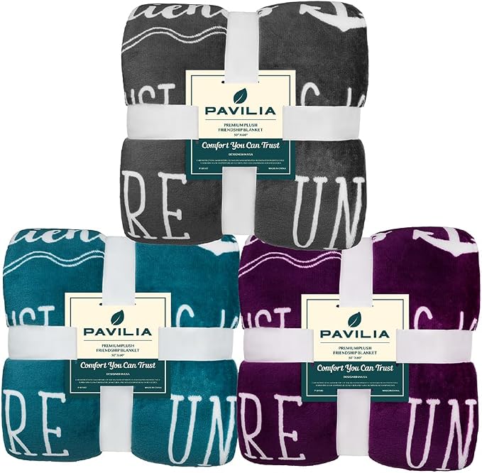 PAVILIA Best Friend Blanket - Friendship Gifts for Women, Soul Sister & Long Distance Bestie Gift, Soft Cozy Fleece Throw with Sentimental Quotes, BFF Birthday Gift Idea, Teal Sea Blue