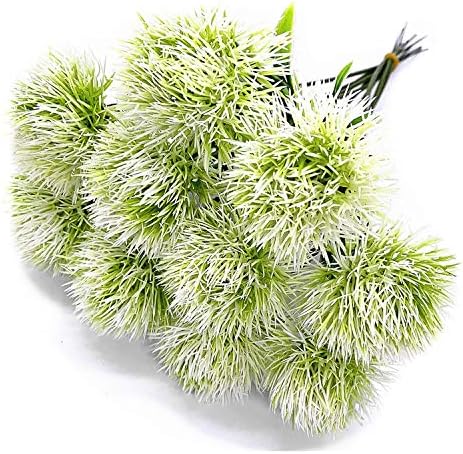 CATTREE Artificial Dandelion Flowers, Plastic Plants Shrubs Bushes Fake Grass Wedding Indoor Outdoor Home Garden Verandah Centerpieces Arrangements Party Decoration Planting Filler - White 10 Pcs