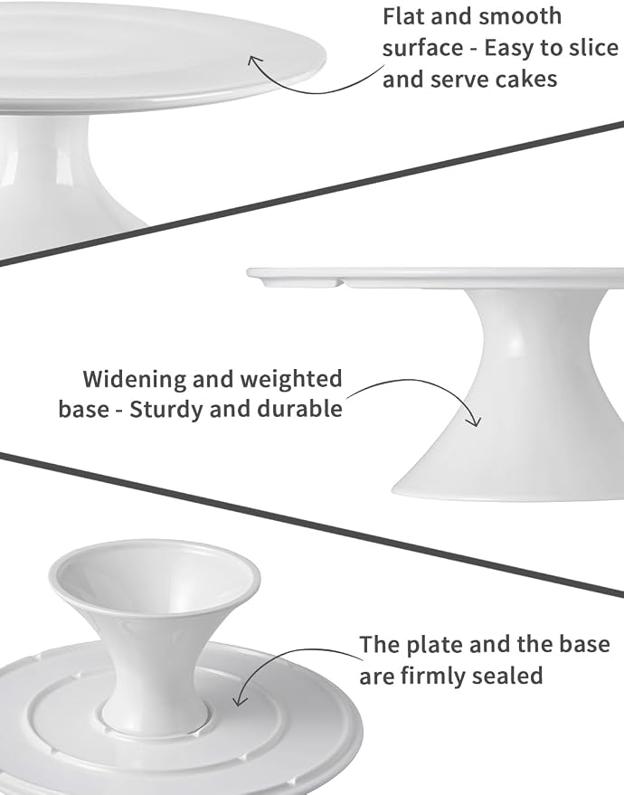 Kanwone 12-Inch Porcelain Round Cake Stand, Cake Plate, Dessert Stand, Cake Stand for Party, Home Decorating Stand, White