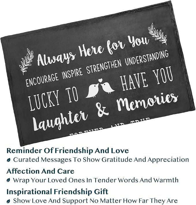 PAVILIA Best Friend Blanket - Friendship Gifts for Women, Soul Sister & Long Distance Bestie Gift, Soft Cozy Fleece Throw with Sentimental Quotes, BFF Birthday Gift Idea, Gray