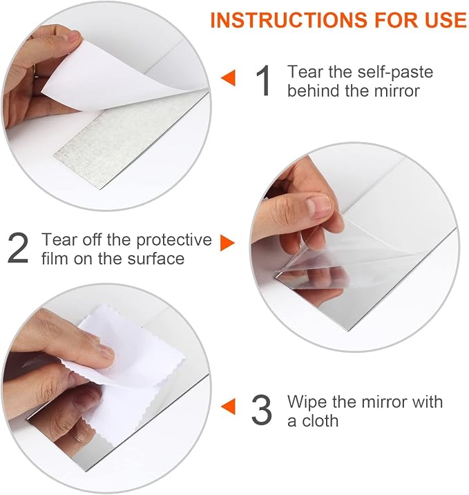 Mirror Tiles, 2''x20''Mirror Tiles Self Adhesive Stripe Wall Mirror Stickers (Not Glass) Removable Long Acrylic Frameless Mirror Sheets for Home Living Room Bedroom DIY Decor (10Pcs)