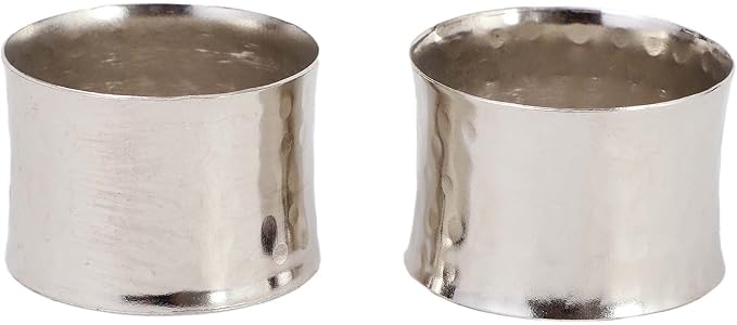 ITOS365 Handmade Round Hammered Silver Napkin Rings Holder for Dinning Table Parties Everyday, Set of 12