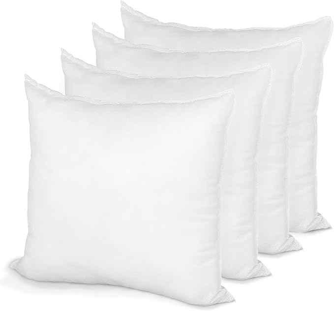 Hometex Throw Pillow Insert 19" x 19" Polyester Filled Standard Cover (4 Pack)