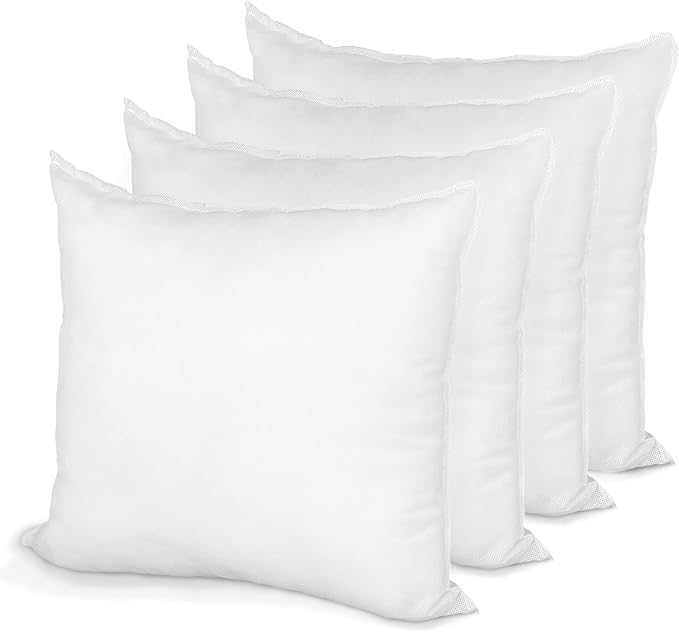 Hometex Throw Pillow Insert 28" x 28" Polyester Filled Standard Cover (4 Pack)