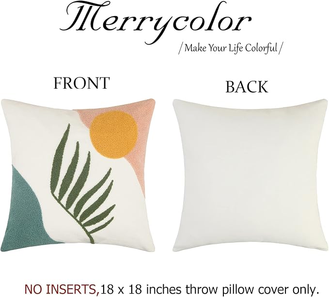 Merrycolor Boho Pillow Covers 18 X 18 Textured Mid Century Modern Throw Pillows Covers Abstract Leaf Floral Pillow Cover Boho Decorative Pillows for Couch Bed Sofa