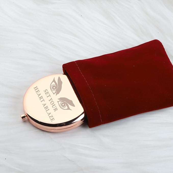 WUSUANED Anime Manga Mirror Inspirational Gift Set Your Heart Ablaze Anime Inspired Gifts Rengoku Slayer Makeup Mirror (Set Your Heart Ablaze Mirror)