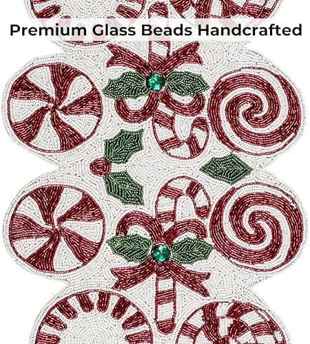 Alpha Living Home Beaded Christmas Table Runner 13x36