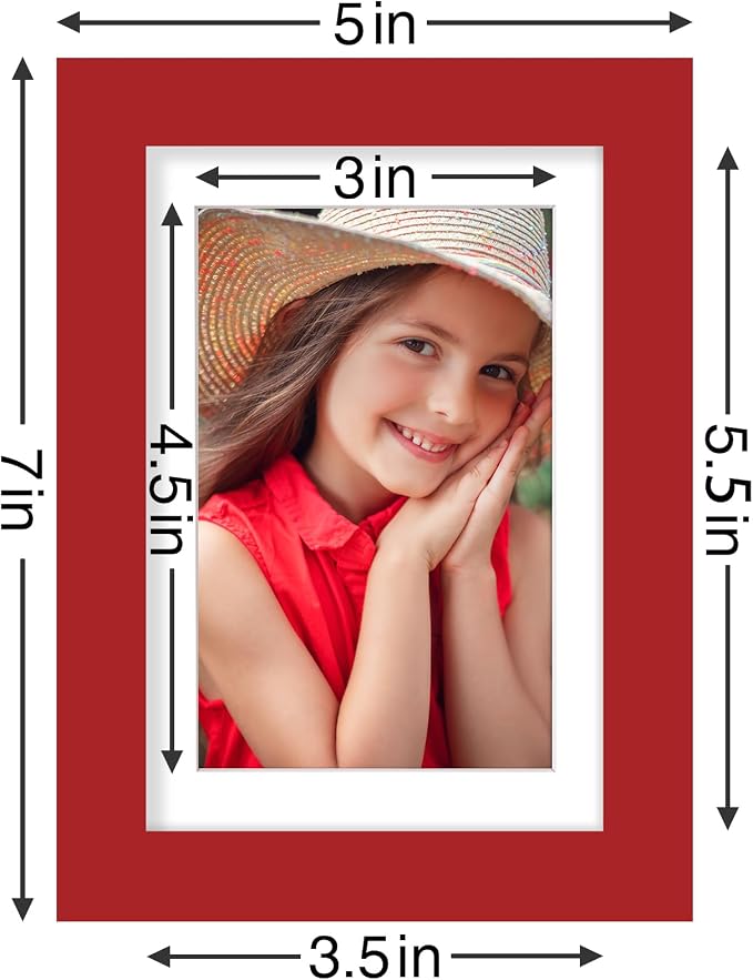 Vittanly 4x6 Picture Frames Set of 9 for Wall or Tabletop Display, Red | Display Pictures 3.5x5 with Mat or 4x6 without Mat, Small Photo Frames, Engineered Wood with Shatter Resistant Plexiglass