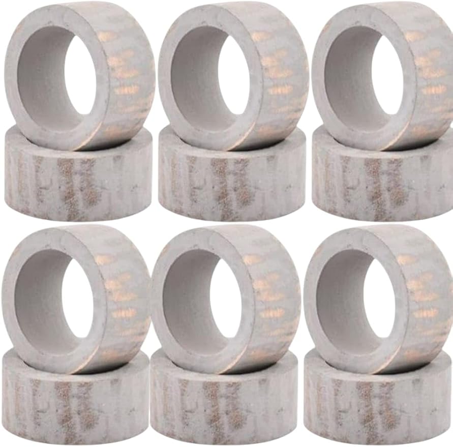 Handmade Napkin Rings Set of 12 for Dining Table Decoration Wooden Square Napkin Buckles for Home Decor Wedding Dinners Parties (White Brush)