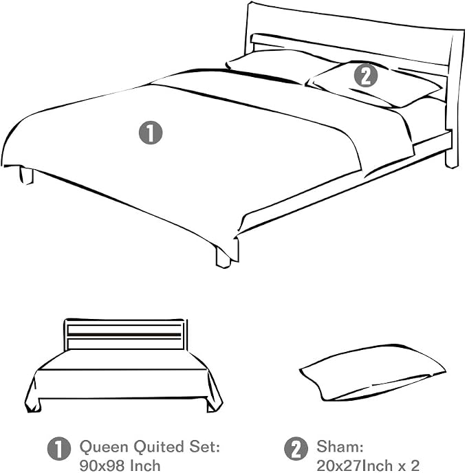 Travan 3-Piece Queen Quilt Sets with Shams Oversized Bedding Bedspread Reversible Soft Coverlet Set, Queen Size